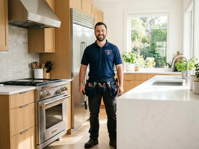 Appliance Repair Hero technician in a Boca Raton, FL kitchen after an appliance repair